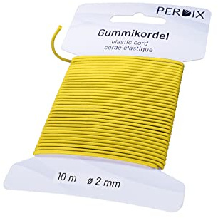 perdix cordón elástico, cordón elástico 2 mm, 10 m Amarillo, Cinta elástica, para Tienda, Mochila, jardín, bisutería, cordón, Cinta de Goma para Sombrero, Cinta elástica
