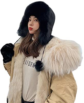 XINCHI Fliegermütze Damen Wintermütze Super Dick Winterhut Kunst Fuchs Fellmütze Winddicht Pilotenmütze Ohrenschützer Russenmütze Weich Wintermütze Russische Mütze Damenmütze