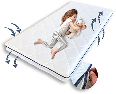 Kids Collective Kindermatratze AERO Plus mit einem Klimavlies 10 cm hoch Babymatratze 60x120 I 70x140 I 80x160 I 80x180 I 90x200 Matratze für Babybett oder Kinderbett 140 x 70 Körpergewicht bis 60kg