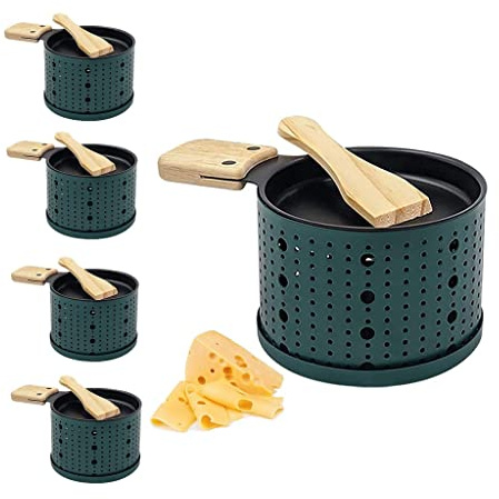 JackRuler Une Raclette à la Bougie, Faites Fondre Votre Fromage en 3 Minutes,Appareil a Raclette avec Spatule Bois Inclues,Devant la télé ou même en Pique Nique (4pc)