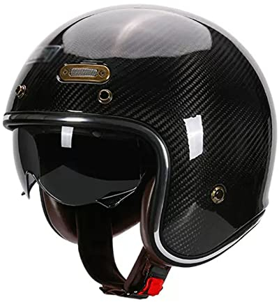 KEFFOR Retro Motorrad Open Face Helme DOT/ECE-Zulassung, Motorradhelm Kohlefaser, Solid Motorrad Halbhelme, Jethelme Herren Damen, Rollerhelm Chopperhelm (Color : G, Size : XXL=(63-64cm))