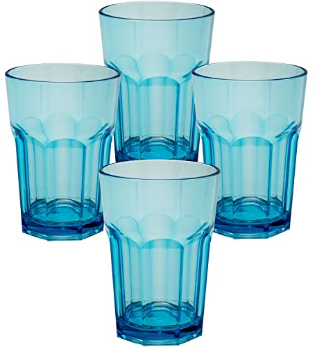 Campingglas Acryl 400ml bunt 4 Personen Trinkglas Kunststoff Garten Becher
