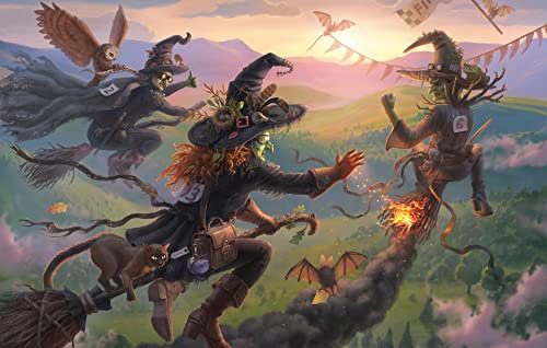 Adult Jigsaw Puzzles 1000 Pieces Witches On Brooms Race Through The Sky 75 * 50Cm