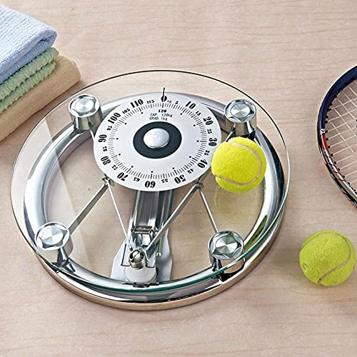 OUSIKA Mechanische Personenwaage aus gehärtetem Glas, analoge Präzisionswaage zur Gesundheitsmessung, 120 kg, 155 mm großes Zifferblatt Waagen