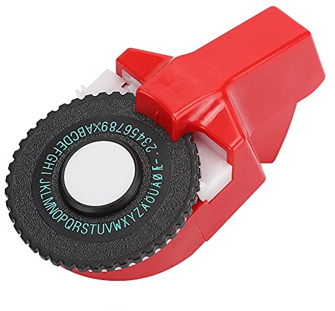 ASHATA Tape Maker, Manueller Tape Maker Dekoratives ABS 3D Prägeband 9mm, Prägeetikettenhersteller mit 2 Ersatzbändern, für Handbuch (Rot)
