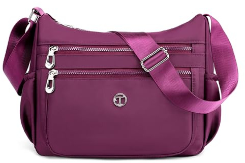 SODOLLEE Donna Borsa a Tracolla Casuale Borsa a Spalla Leggera Tasche Multiple Signora Borsa Messenger Impermeabile Nylon Crossbody Bag per Viaggio Shopping Uso Quotidiano Viola