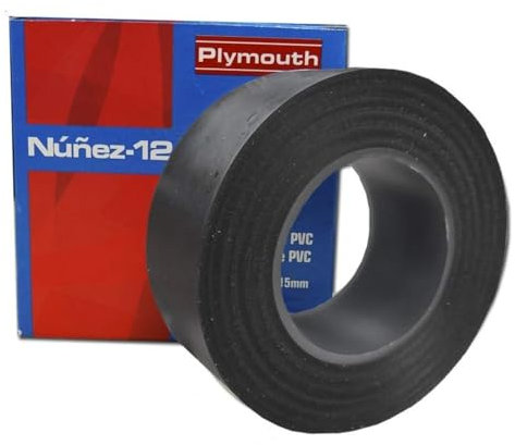 RASMACOR | Cinta aislante Negra de PVC Nuñez-Plymouth 5082 | 20m x 19mm x 0,15mm | Autoextinguible | Para todo tipo de aplicaciones mecánicas y eléctricas