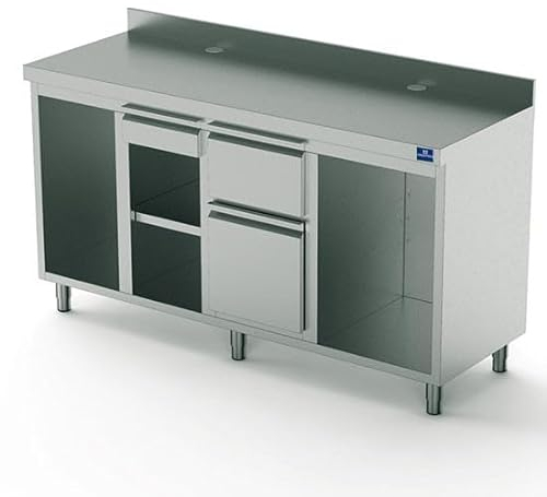 Meuble neutre inox pour Machine à Café 2000 mm Avec Élément Pour Lave-Vaisselle Et Producteur Glaçons - Mastro