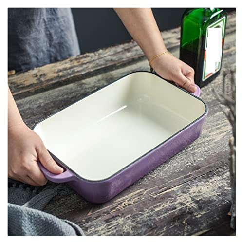 Lasagnera Teglia da forno in ghisa smaltata con due orecchie Teglia da forno Griglia for carne e pesce Teglie da Forno (Color : B)