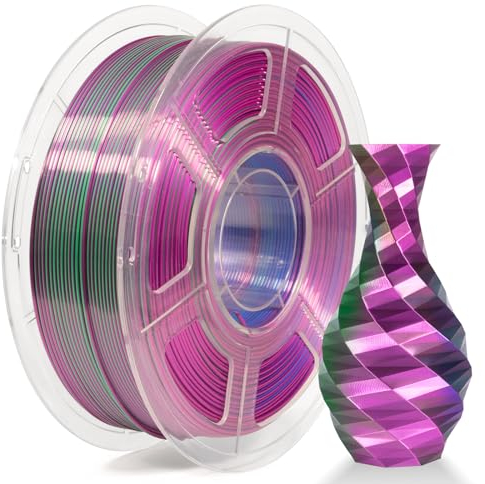 iSANMATE Tri-color Silk Filament 1.75mm PLA, Seide Dreifach Farbe Regenbogen PLA, Silk PLA Filament 3d Drucker Filament 1 kg Spule Maßgenauigkeit /- 0.02 mm, Blau Grün Violett