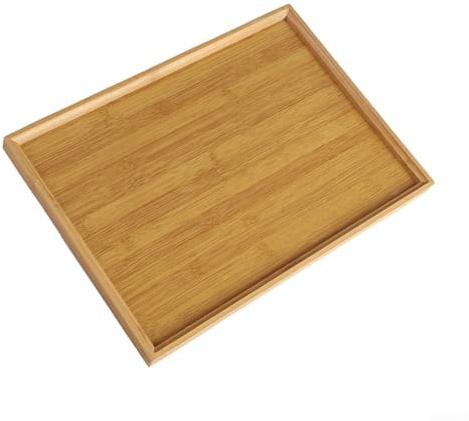 HEIBTENY Plateau de service multifonction en bois de bambou - Plaque de barbecue - Assiette plate - Plateau de service rectangulaire en bambou - Vaisselle - Pour cuisine, fête, bar à thé (41 x 29 cm)