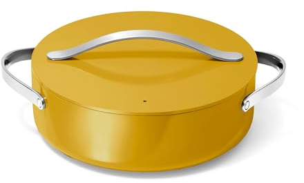 Caraway Rondeau - 6 Qt Non-Stick Pan with Lid - Free From Forever Chemicals - Perfect for Searing, Braising, & Roasting - Marigold