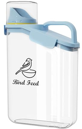 Ctomche Pet Food Storage Container,Bird Food Storage Container with Measuring Cup and Pour Spout,Airtight Bird Seed Storage BPA Free Plastic Transparent Leakproof Seed Storage Container,2.8L,Blue