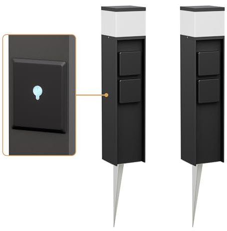 ledscom.de 2x Pollerleuchte PODEL mit Erdspieß für außen, Smart Home, 39cm, schwarz, 2 Steckdosen, inkl. G9 Leuchtmittel, 501lm, warmweiß