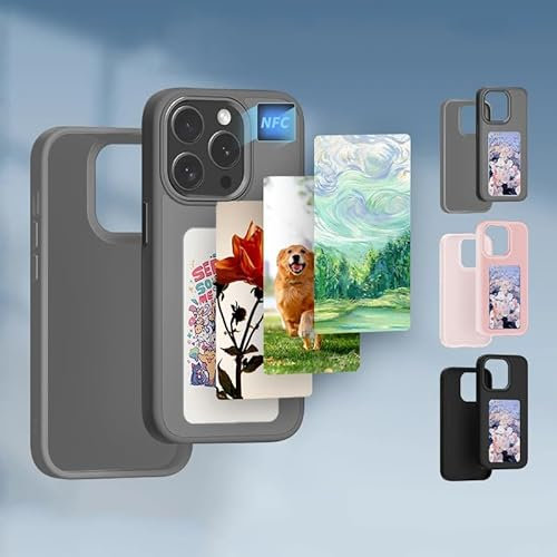 Guidre Ink Screen Smartphone Funda, 2024 Nueva AI 4 Colores Tinta Pantalla Teléfono Móvil,Funda para Teléfono Móvil NFC (Grau, für iPhone 15)