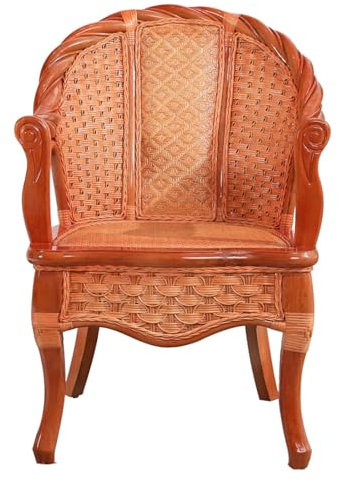 yixinzi-2024 Rattan-Akzentstuhl Entspannender Rattanstuhl for den Balkon und den Innenbereich, Terrassenstühle mit Rückenlehne und Armlehnen, Esszimmerstuhl aus natürlichem Rattan Sessel