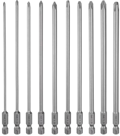 sourcing map 10pcs #0-#3 Phillips Screwdriver Bit Set PH0-PH3 1/4 Hex Shank 6 (150mm) Long Magnetic S2 Steel Industrial Grade Screw Driver Bit Cross Head Electric Drill Bits Tool Kit