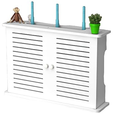 Qivine WiFi Router Storage Box, Wireless Wifi Router Shelf Wall-mounted Wireless Router Storage Box Cover Router Floating Cabinet, Hider Cord Container for Wires Routers Home Office (39 x 9 x 27cm)