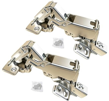 2-Pack 180 °/175 ° Cabinet Door Hinge Soft Close - Concealed Frameless cupboards Corner Door Hinge Soft self Closing - Yueziye Adjustable Hinge Easy to Install (Full Cover) | soft close, concealed hydraulic adjustable installation, fully covered