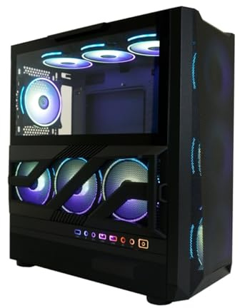 LC-Power Lumaxx Gloom 900B - Caja para gaming ATX Midi-Tower | Panel frontal de malla | 12 ranuras para ventiladores | 3 ranuras PCI verticales | Hasta 6 discos duros | USB-A y botón de selección de