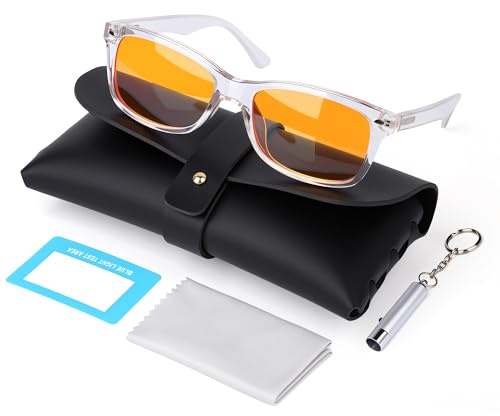 MOSSLIAN Blaulichtblockierende Brille, Gaming-Brille, Bernstein, für Herren & Damen, Migräne-Brille, blendfrei, Gamer-Brille für Computer, Fernseher, Handys
