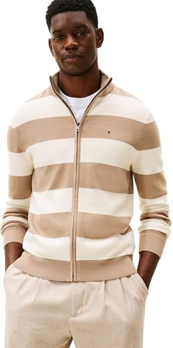 Tommy Hilfiger Herren Block Stripe Cotton Zip Through Mw0mw41483 Pullover mit durchgehendem Reißverschluss (1er Pack)