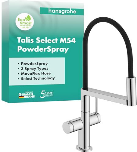 hansgrohe Talis Select M54 PowderSpray - Küchenarmatur mit Brause ausziehbar, SemiPro, 3 Strahlarten, Wasserhahn Küche mit Auslaufhöhe 210 mm, Mischbatterie Küche 360° schwenkbar, Chrom, 72861000