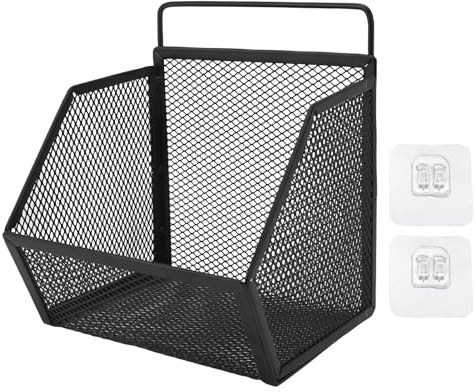 Canasta de Alambre Colgante de Metal, Organizador de Almacenamiento de Pared Pequeña con Canasta Abierta de Adhesivo Fuerte Cesta de Colgantes Múltiples para el Dormitorio de la