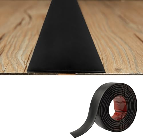 PVC Floor Transition Strip-2mm Thick×5cm Wide,Laminate Floor Cover Strips Self Adhesive Door Bar Divider Strip Flat Flooring Edge Joining Trim(2M,Black)