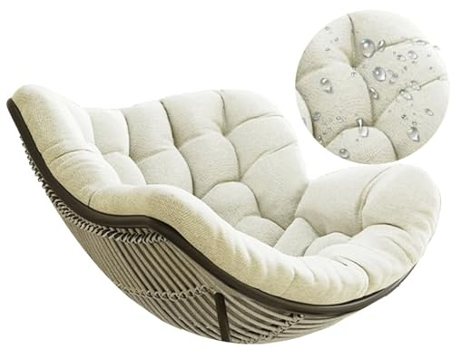 MCNDSI Schaukelstuhl Auflage Wasserdicht Rattan Wohnzimmer Hängesessel Kissen Outdoor, 10cm Dicke Bequemer Schaukelsessel Kissen Indoor, Auflage Doppelt Für Garten, Terrasse(Beige)
