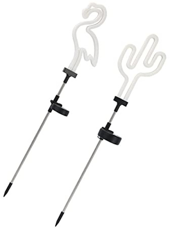 TOBBOMEY Luci Al Neon Solari Fenicottero e Cactus 2 Pezzi, Decorazioni Da Giardino Solari Per Esterni Energia Ricaricabile, Illuminazione Per Vialetti e Feste Natalizie