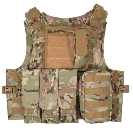Duohropke Schutzweste Herren Camouflage Kampfweste mit Multi Tasche Jagd Tactical Weste Einstellbare Angriff Gilet Airsoft Paintball Kleidung Outdoorweste Wanderrucksäcke Für Wandern Camping