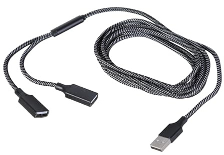 YIZITU Cable divisor USB 2.0 de 1 entrada y 2 salidas de doble puerto hembra para transferencia de datos y carga en portátiles y computadoras de escritorio, adaptador USB doble