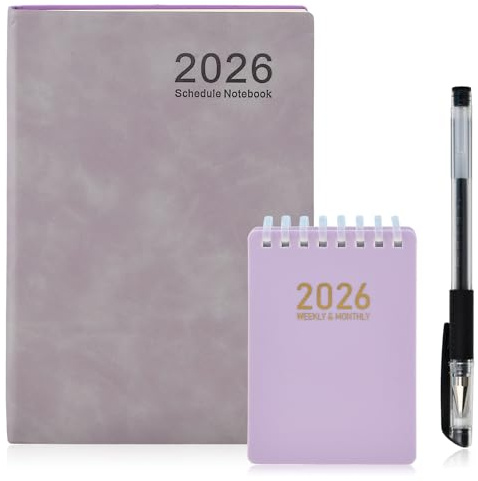 Kalender 2026 A5 Wochenplaner, Buchkalender Terminplaner, Notizbuch mit Kalenders Buch, Studienplaner 2026 mit A7 Kalender und Stift, Terminplaner mit Stundenplan