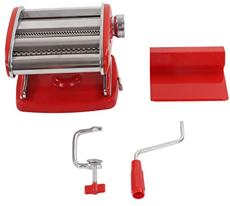 Máquina para hacer pasta manual de acero inoxidable, prensa de fideos multifunción para el hogar con 6 niveles ajustables para chefs profesionales y cocineros caseros. (Copa de succión 2 cuchillos)