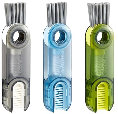 3 in 1 Cup Lid Gap Cleaning Brush, 3PCS Multifunctional Cleaning Brush, Water Bottle Cover Detail Crevice Brushes, Tiny Bottle Cup Lid Detail Brush Ideal for Water Bottles and Cups