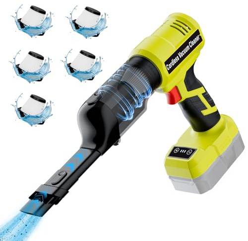 YEX-BUR Cordless Handheld Vacuum for Ryobi 18V Battery(Tool Only), 240W Powerful Car Vacuum with Brushless Motor, 3-Speed, 5 Filters, Portable Vacuum Cleaner for Home Office Car Pet