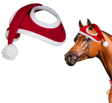 Coogime Weihnachts-Horse-Party Kostüm Zubehör, Pferde Weihnachtsmütze, Nikolausmütze für Pferde, Festliches Kostümzubehör, Weihnachts Cap Zipfelmütze