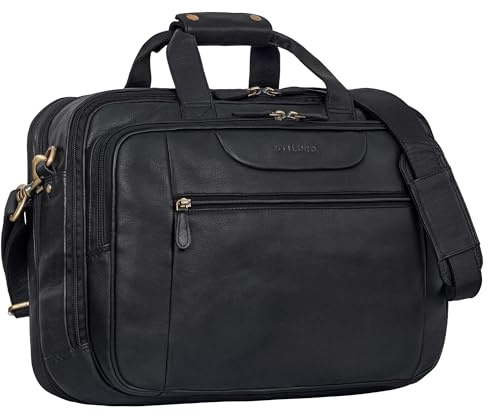 STILORD Henrik Große Aktentasche Herren Leder Schwarz Business Tasche Arbeitstasche Laptoptasche 17 Zoll Vintage Umhängetasche Herren Lehrertasche Bürotasche Uni Tasche