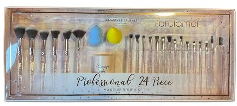 24-Piece Makeup Brush Set – Soft Synthetic Bristles for Face & Eye Makeup, Foundation, Contour, Blush, Eyeshadow, Eyeliner – Includes Beauty Sponges & Rose Gold Storage Holder