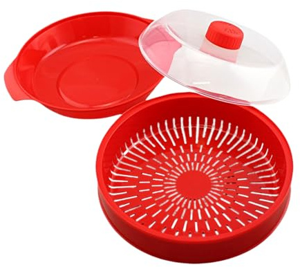 Pentola a vapore per verdure a microonde – Pentole a doppio strato per il riscaldamento della cucina, forno a microonde con coperchio, per dormitorio, hotel, ristorante, appartamento