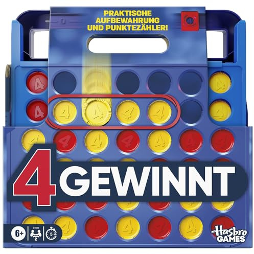 Officiell Hasbro Games 4 vinner spel (2025 Edition) | praktisk förvaring, bärlåda, punkträknare | från 6 år | 2 spelare | familjespel för barn – tysk version