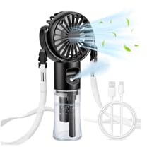 Mini Ventilateur Portable, Ventilateur Brumisateur Rechargeable USB 4 Vitesses, Ventilateur de Poche avec Cordon, Ventilateur Portable Silencieux pour Maison Bureau Voyage Randonnée