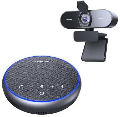 NEWORK Pack Visio 4K Webcam + Haut-Parleur de Conférence Bluetooth