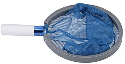 GOWENIC Rastrillo de Hojas de Malla Fina Duradero |Red de Espumadera para Piscina Pequeña de 14x8,7 Pulgadas para Limpieza de Desechos de Superficie, Accesorios Ligeros para Piscina de Aleación de