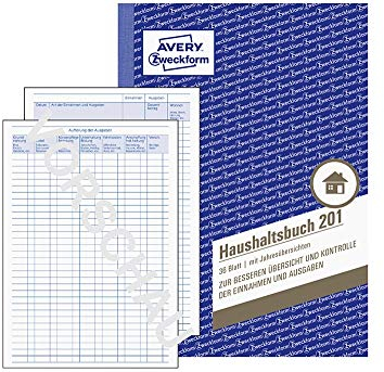 Avery Zweckform Haushaltsbuch/201 DIN A5 hoch weiß Inh.36 Blatt