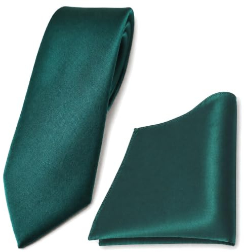 TigerTie Krawatte & Einstecktuch Set Herren Hochzeit Business, schmal 6 cm Polyester