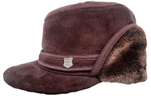 k.A. Herrenmütze Wintermütze Herrenkappe gefüttert Schirmmütze (59, Dunkelbraun)