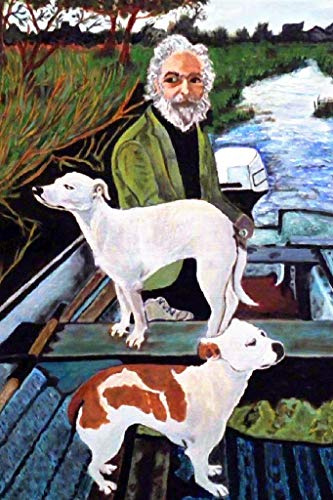 Man in Boat With Dogs Movie Painting Poster Motorboat On Water Film Cool Wall Art Print Poster 12x18