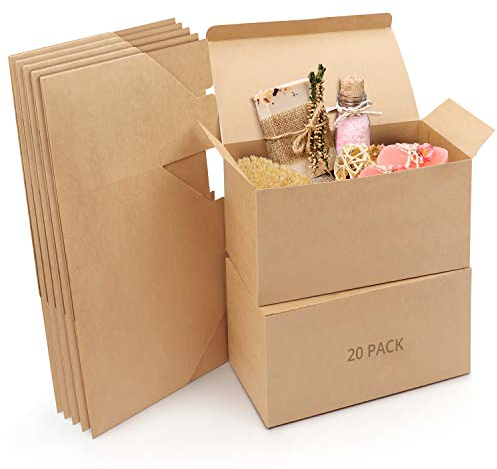Belle Vous Geschenkbox - Braune Geschenkboxen aus Kraftpapier (20er Pack) Pappbox Maße 23 x 11,5 x 11,5cm - Leicht Zusammensetzbare Geschenkbox - Partys, Geburtstage, Hochzeit, Feiertage, Jahrestag